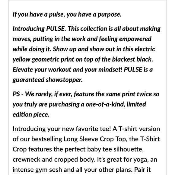 LiCi Fit PULSE Crop T-Shirt Top ⚡️ NEW WITH TAGS SMALL S Black Yellow T Shirt - Picture 4 of 5